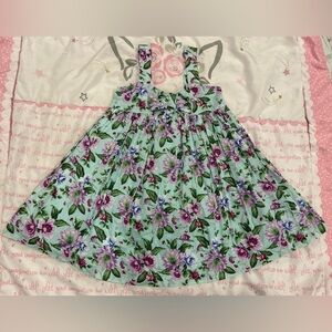 3, Janie and Jack Floral Dress in Green and Purple